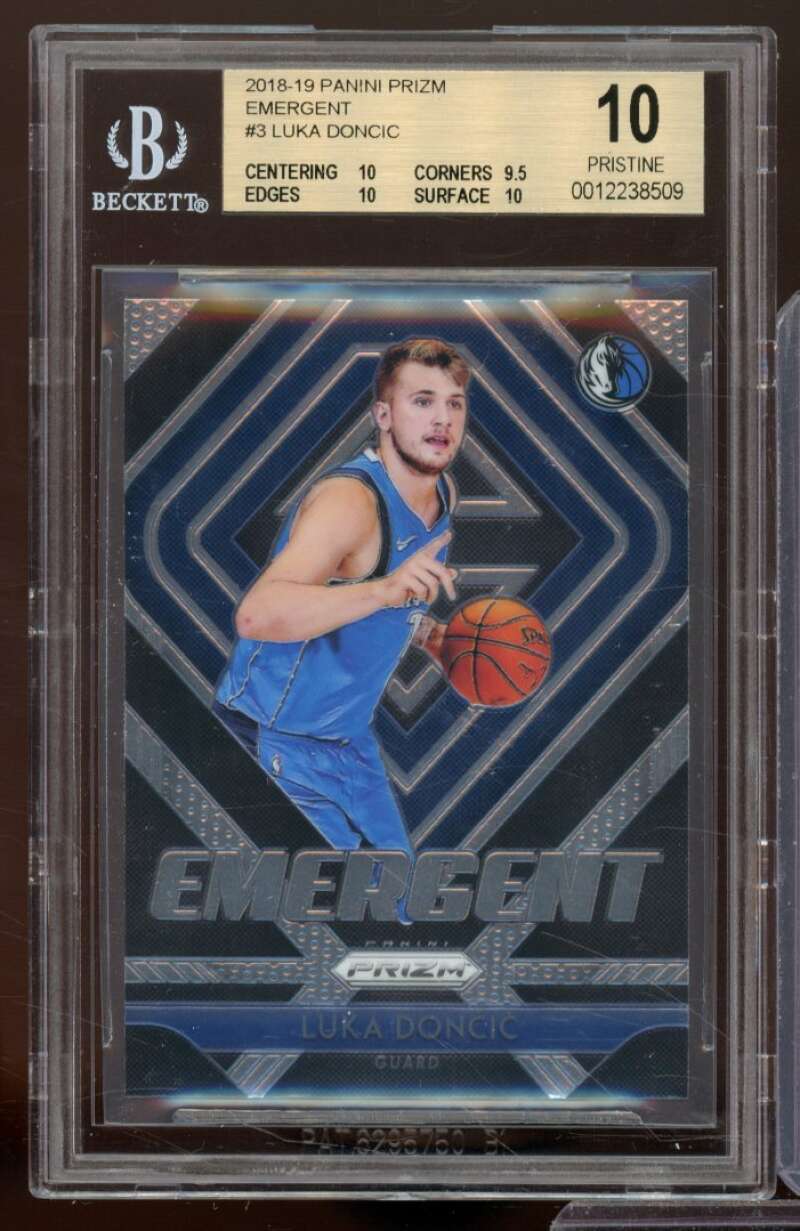 Luka Doncic Rookie Card 2018-19 Panini Prizm Emergent #3 (PRISTINE) BGS 10 Image 1