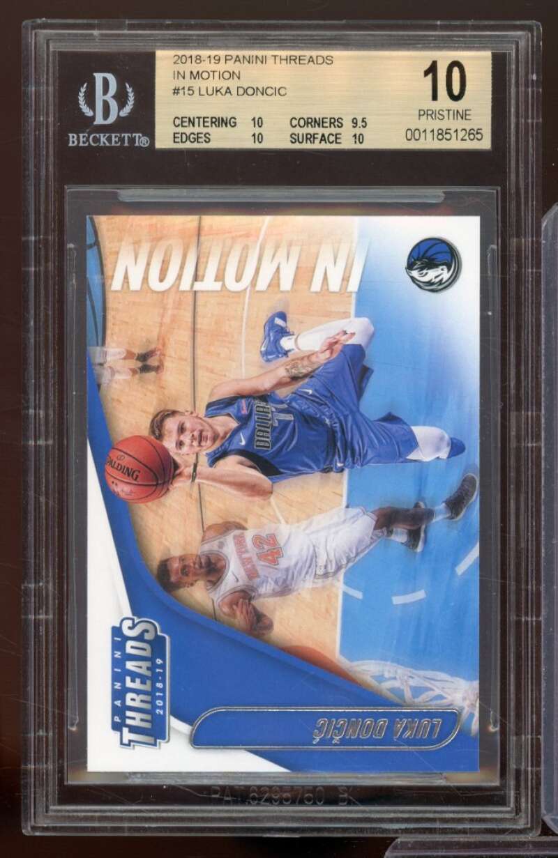 Luka Doncic Rookie 2018-19 Panini Threads In Motion #15 (PRISTINE)(pop 2) BGS 10 Image 1