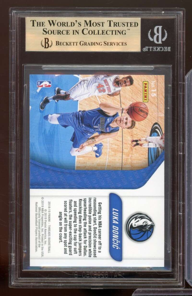 Luka Doncic Rookie 2018-19 Panini Threads In Motion #15 (PRISTINE)(pop 2) BGS 10 Image 2