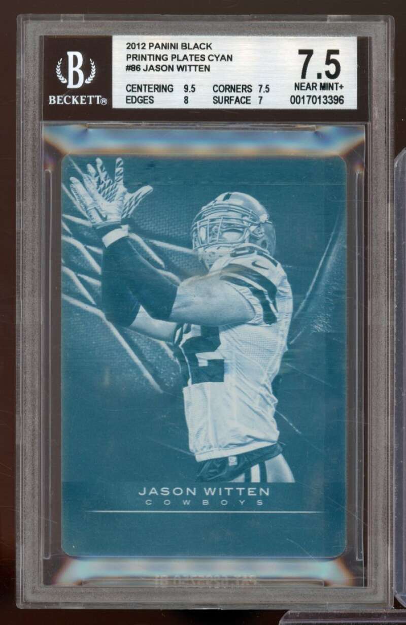 Jason Witten 2012 Panini Black Printing Plates Cyan (Serial # 1/1) #86 BGS 7.5 Image 1