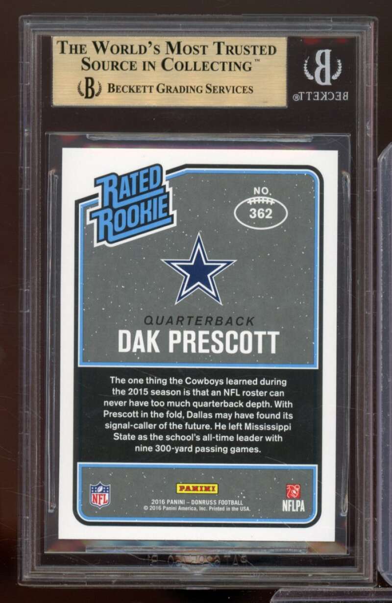 Dak Prescott Rookie Card 2016 Donruss #362 BGS 9.5 (9 9.5 9.5 10) Image 2