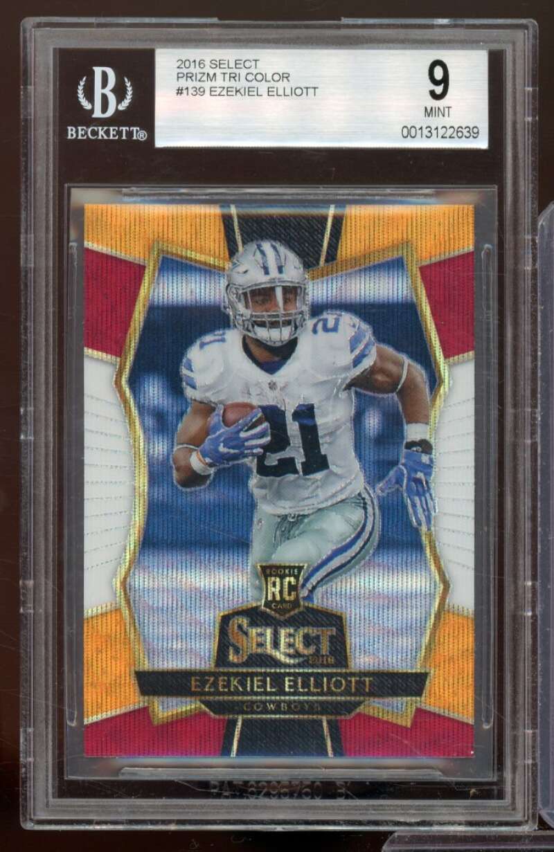 Ezekiel Elliott Rookie Card 2016 Select Prizm Tri Color #139 BGS 9 Image 1