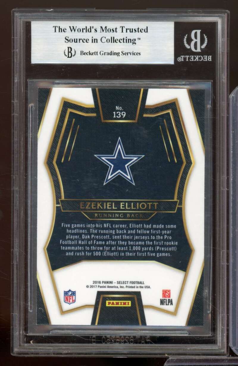 Ezekiel Elliott Rookie Card 2016 Select Prizm Tri Color #139 BGS 9 Image 2