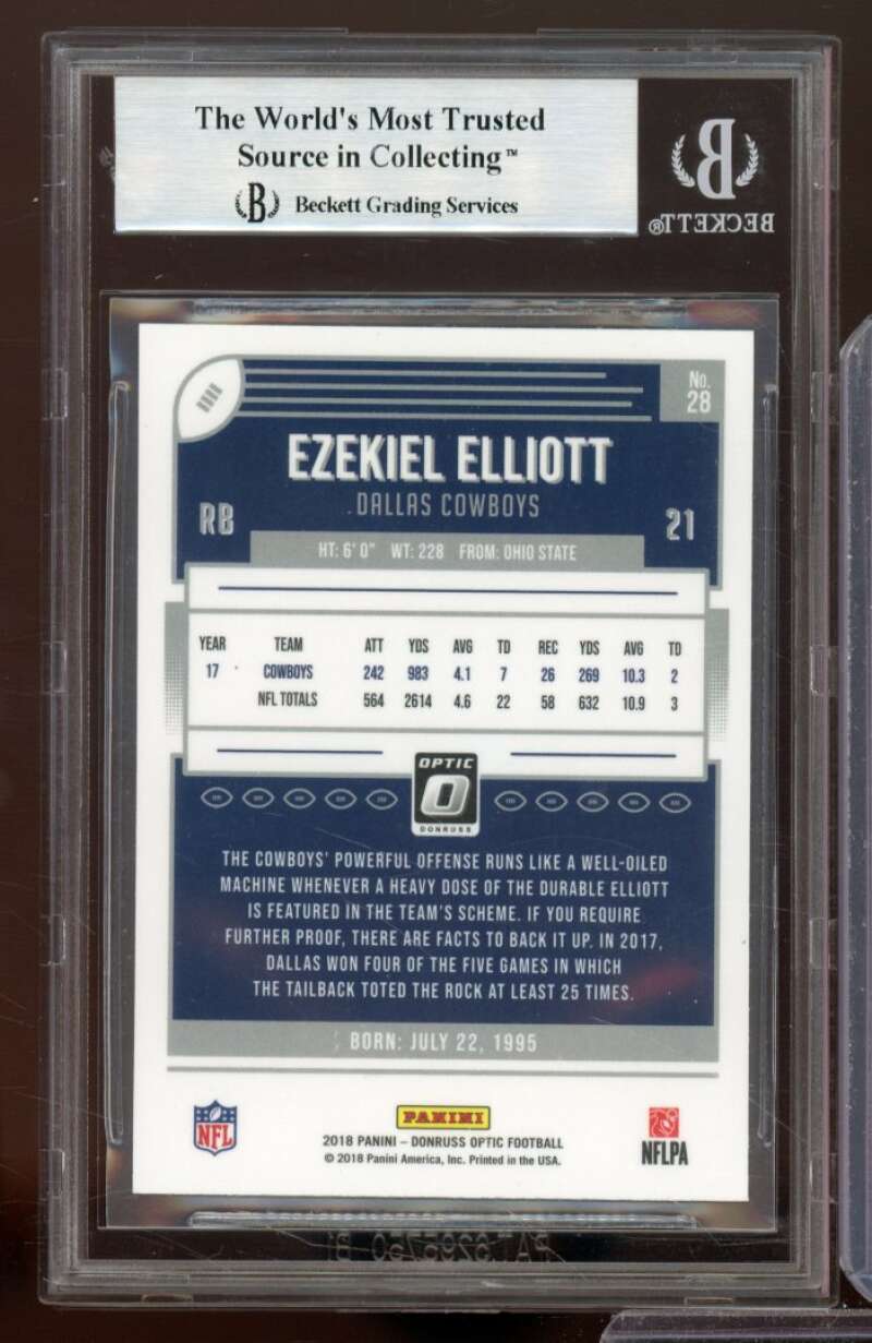 Ezekiel Elliott Card 2018 Donruss Optic #28 BGS 9 Image 2