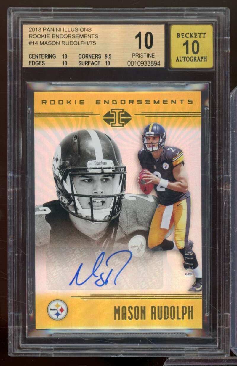 Mason Rudolph 2018 Panini Illusions Rookie Endorsements #14 (PRISTINE) BGS 10 Image 1