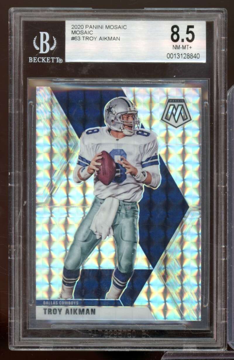 Troy Aikman Card 2020 Panini Mosaic Mosaic #63 BGS 8.5 Image 1