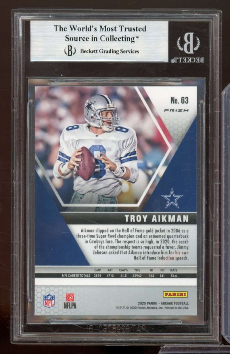 Troy Aikman Card 2020 Panini Mosaic Mosaic #63 BGS 8.5 Image 2