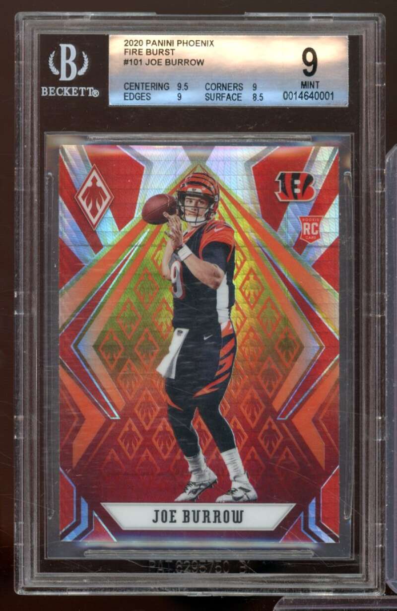 Joe Burrow Rookie Card 2020 Panini Phoenix Fire Burst #101 BGS 9 (9.5 9 9 8.5) Image 1