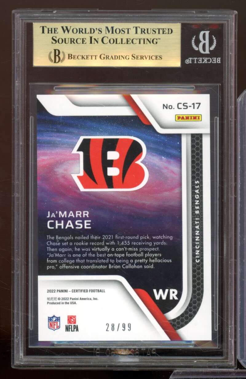 Ja'Marr Chase Card 2022 Certified Certified Stars Mirror Red #17 (pop 2) BGS 9.5 Image 2