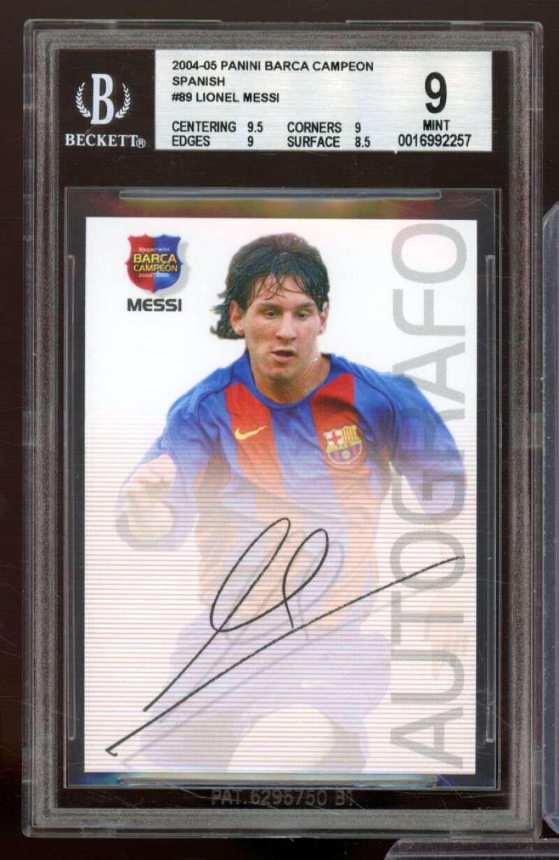 Lionel Messi Card 2004-05 Panini Barca Campeon Spanish #89 BGS 9 (9.5 9 9 8.5) Image 1