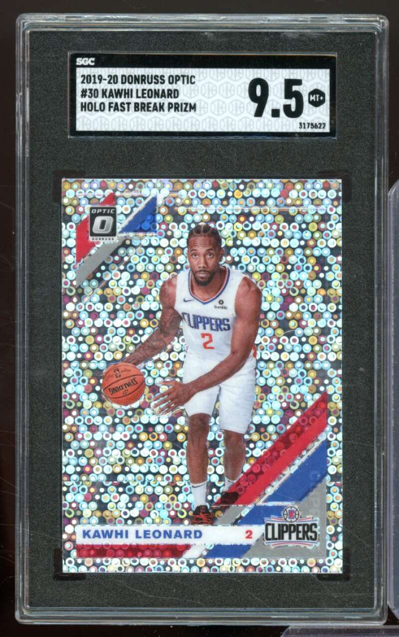 Kawhi Leonard Card 2019-20 Donruss Optic Fast Break Holo Prizm #30 SGC 9.5 Image 1