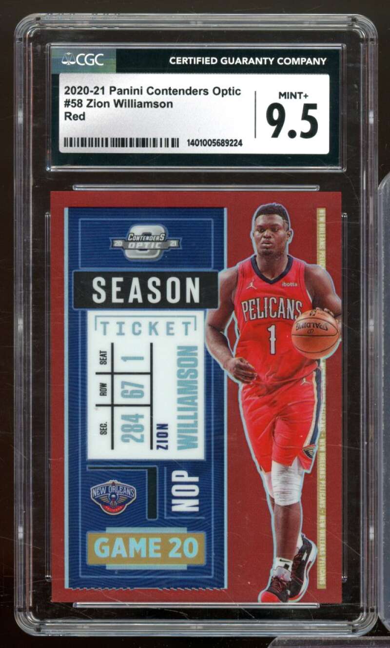 Zion Williamson Card 2020-21 Panini Contenders Optic Red #58 CGC 9.5 Image 1