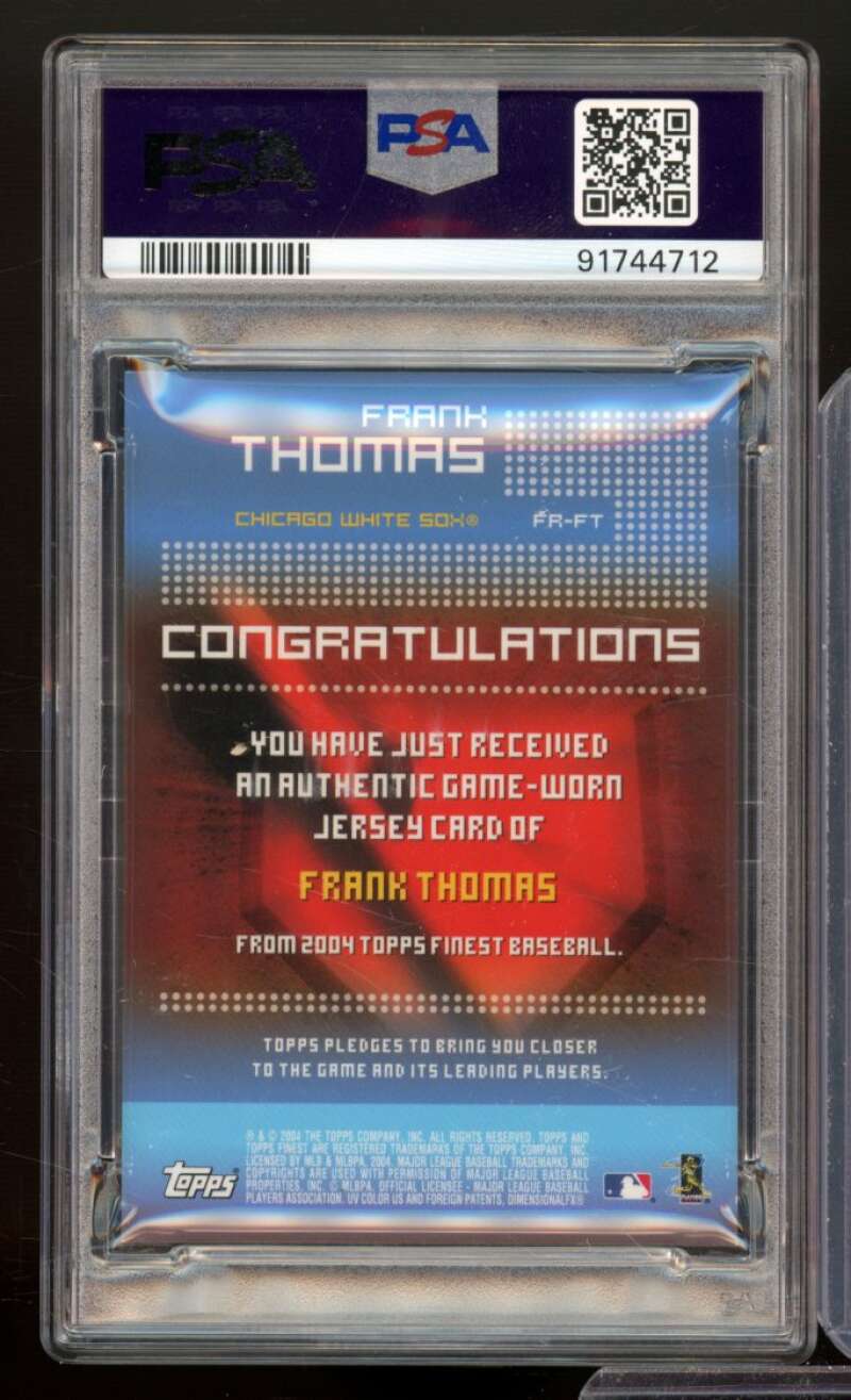 Frank Thomas Card 2004 Finest Relics Game-Used Jersey (pop 1) #FR-FT PSA 9 Image 2