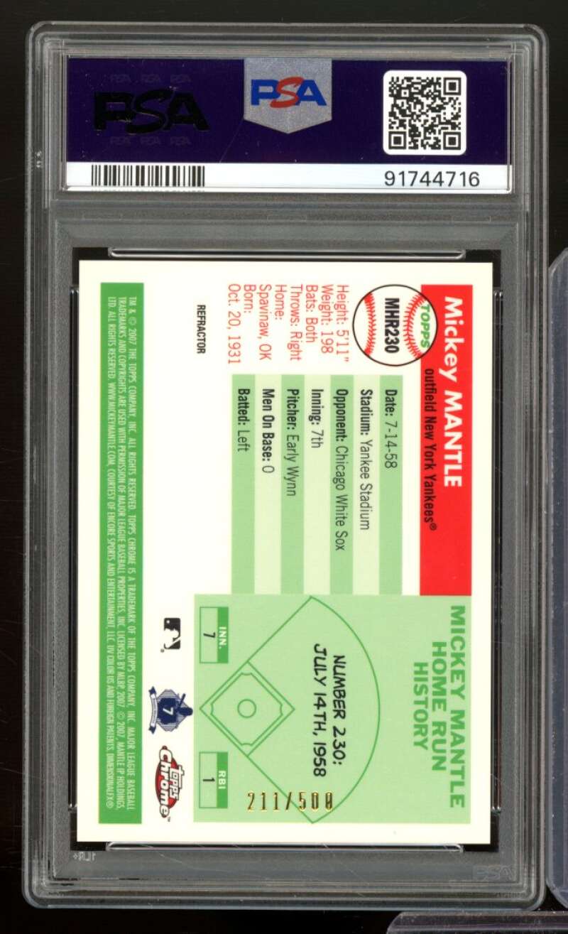 Mickey Mantle 2007 Topps Chrome Home Run History Refractors (pop 4) #230 PSA 10 Image 2