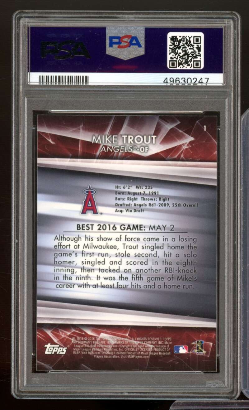 Mike Trout Card 2016 Bowman's Best #1 PSA 10 Image 2