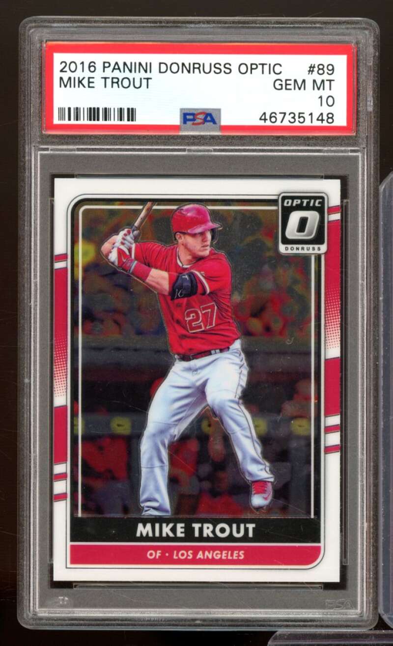 Mike Trout Card 2016 Panini Donruss Optic #89 PSA 10 Image 1