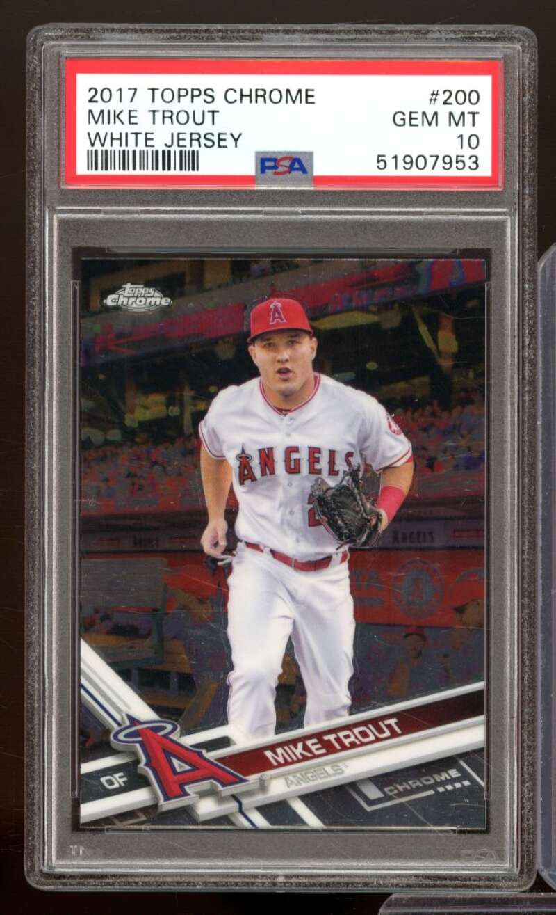 Mike Trout Card 2017 Topps Chrome #200 PSA 10 Image 1