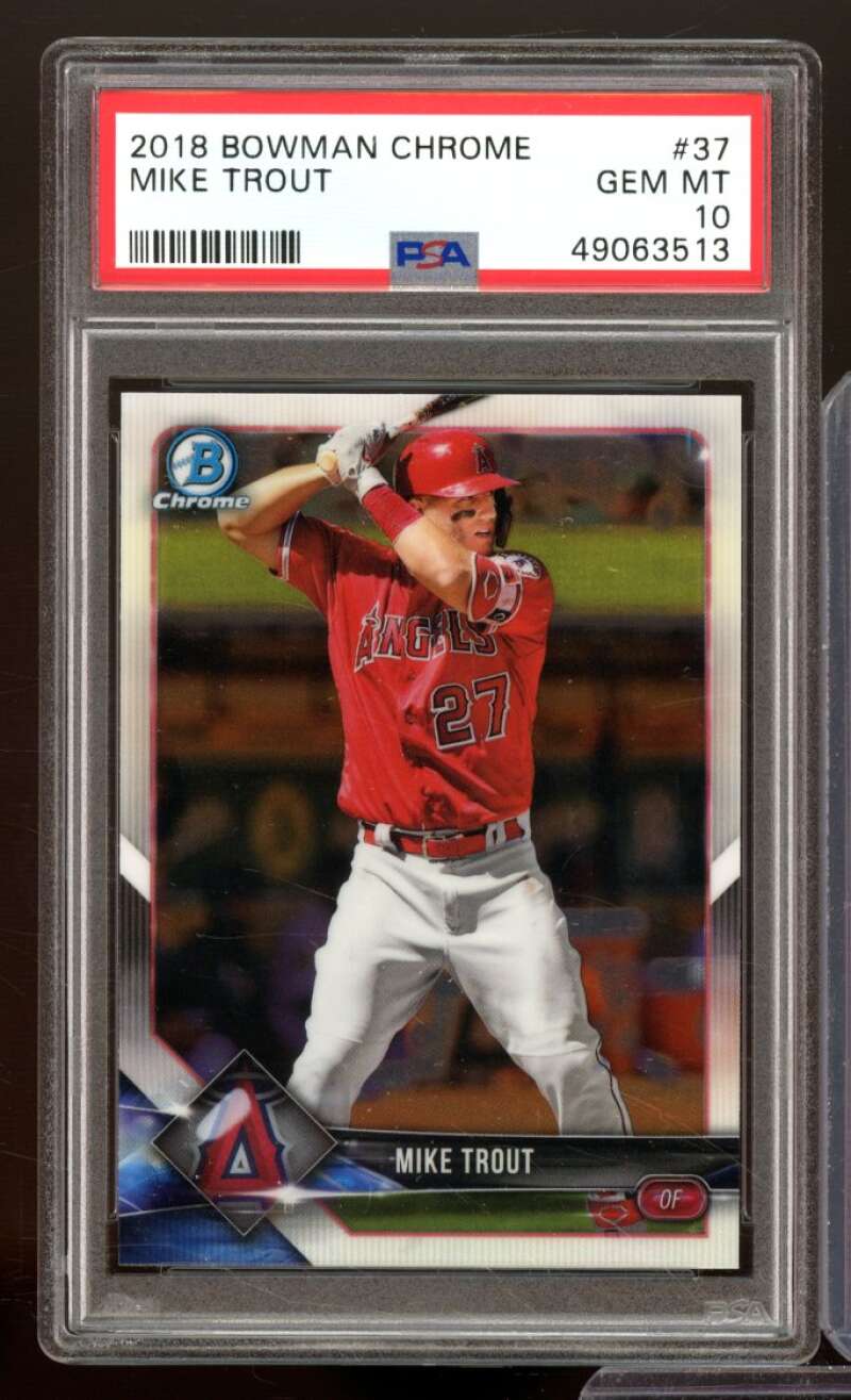 Mike Trout Card 2018 Bowman Chrome #37 PSA 10 Image 1