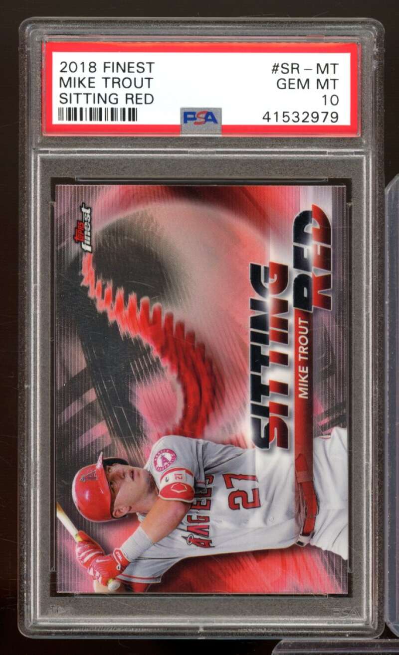 Mike Trout Card 2018 Finest Sitting Red #SR-MT PSA 10 Image 1