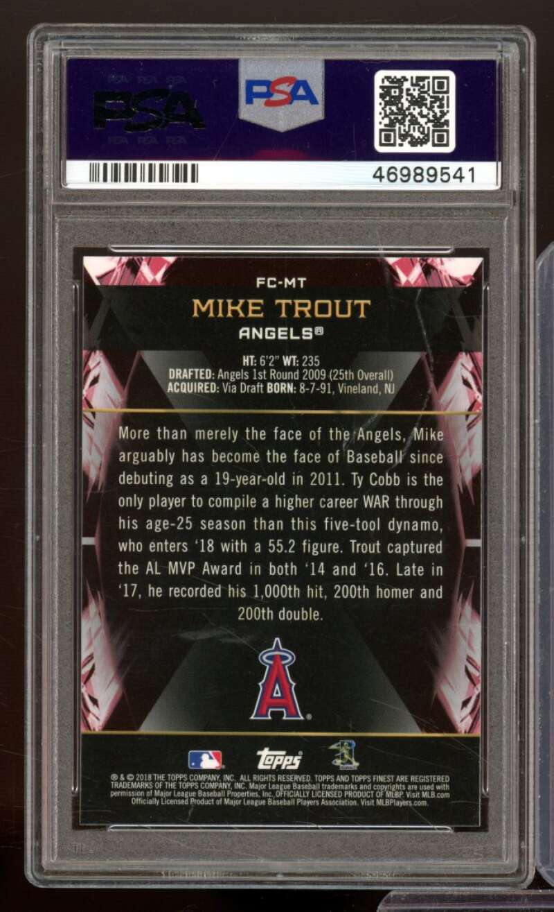 Mike Trout Card 2018 Finest Finest Cornerstones #FC-MT PSA 10 Image 2