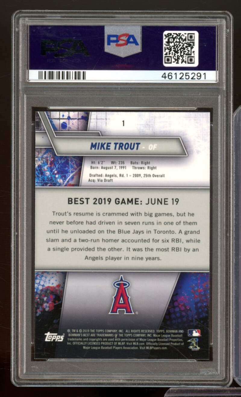 Mike Trout Card 2019 Bowman's Best #1 PSA 10 Image 2