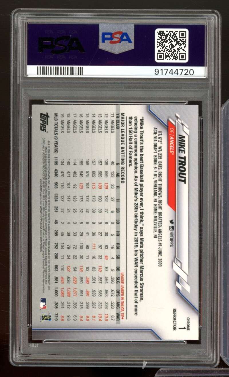 Mike Trout Card 2020 Topps Chrome Sepia Refractor #1 PSA 10 Image 2