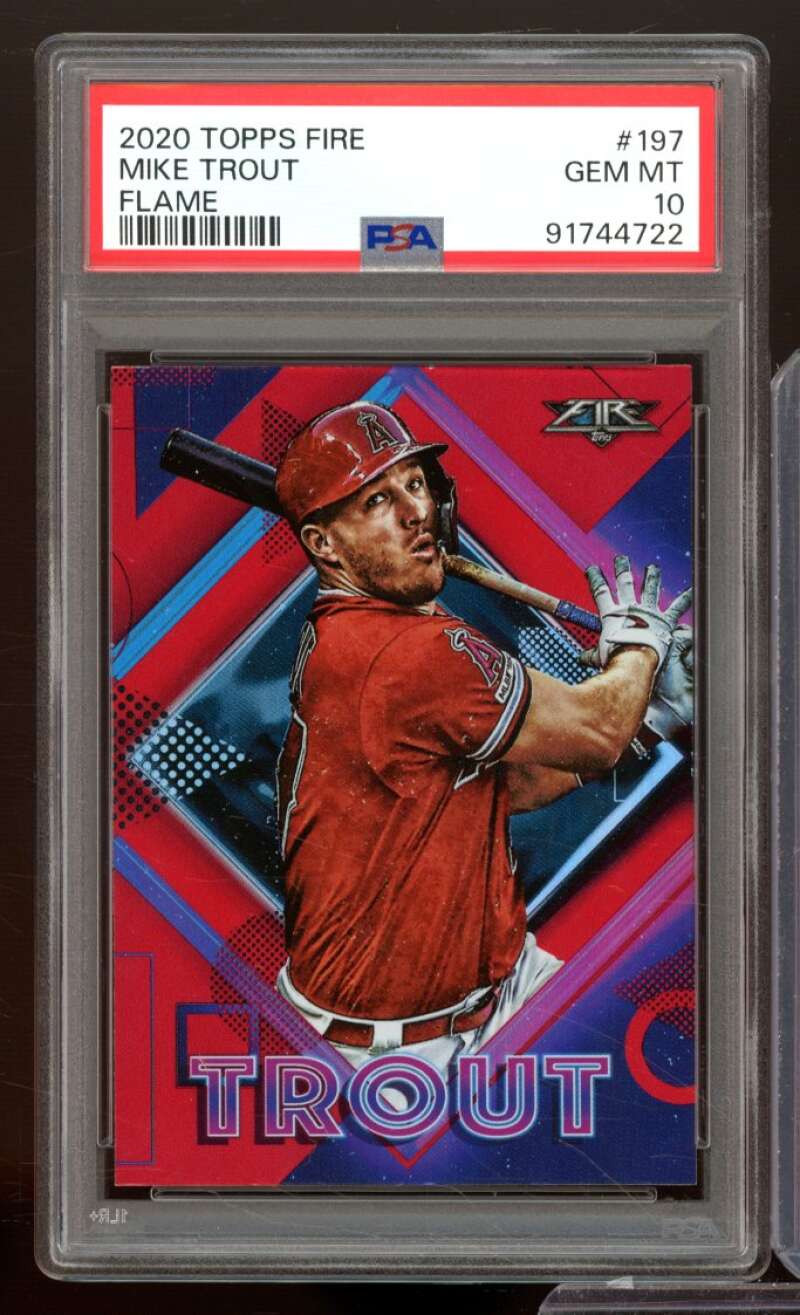 Mike Trout Card 2020 Topps Fire Flame #197 PSA 10 Image 1