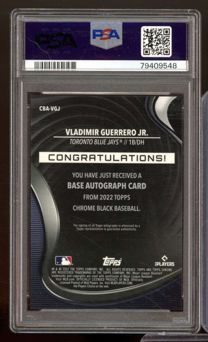 Vladimir Guerrero Jr. Card 2022 Topps Chrome Black Autograph (pop 1) #VGJ PSA 9 Image 2