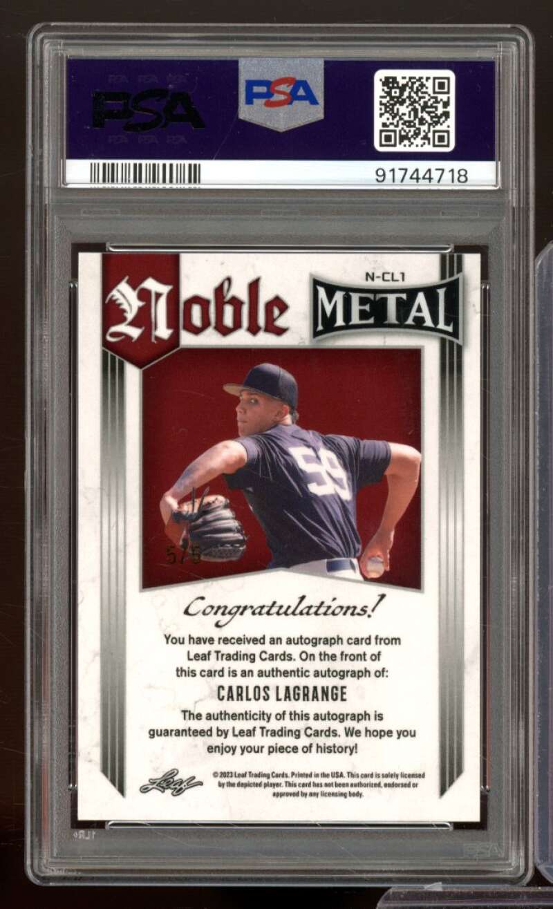 Carlos Lagrange 2023 Leaf Metal Noble Autograph Purple Mojo (5/5) #NCL PSA 10 Image 2