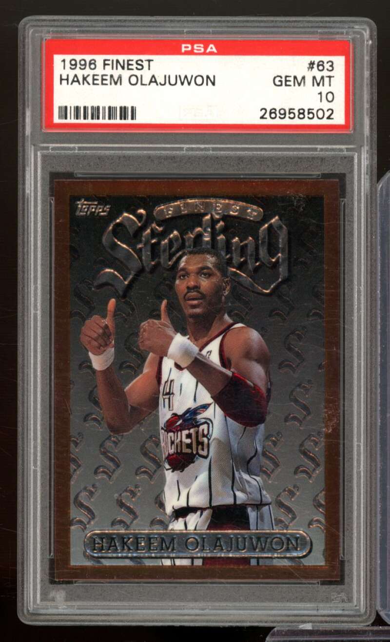 Akeem Olajuwon Card 1996-97 Finest #63 (pop 9) PSA 10 Image 1