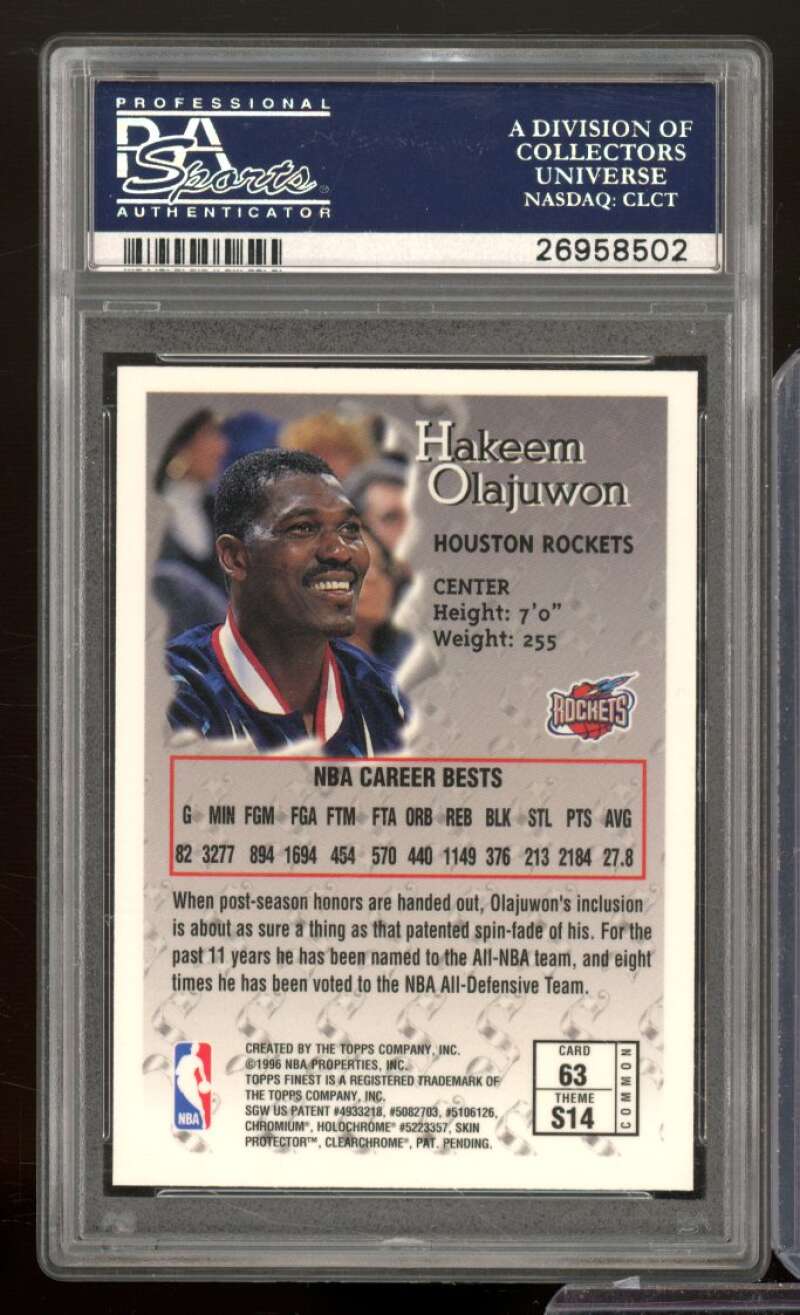 Akeem Olajuwon Card 1996-97 Finest #63 (pop 9) PSA 10 Image 2