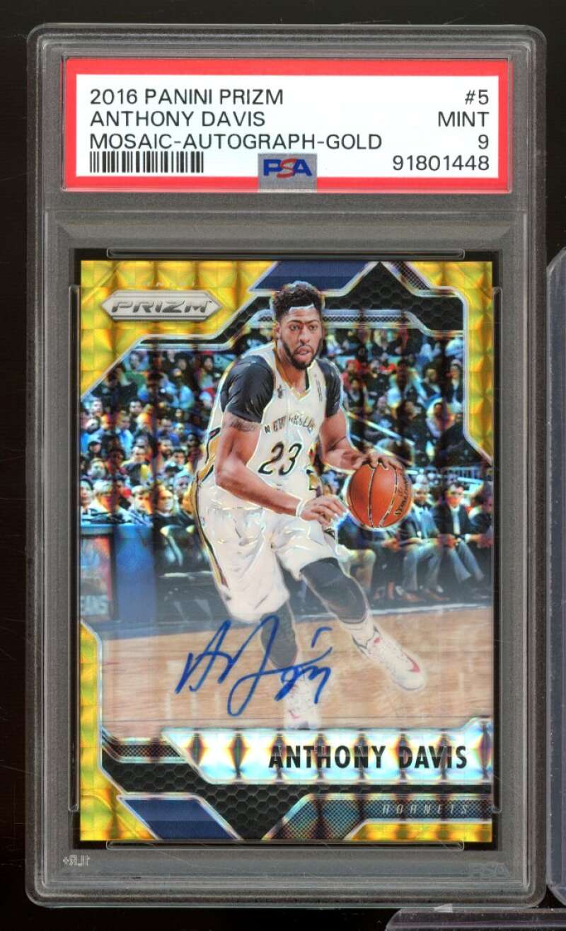 Anthony Davis 2016-17 Panini Prizm Mosaic Autograph Gold (Serial 3/10) #5 PSA 9 Image 1