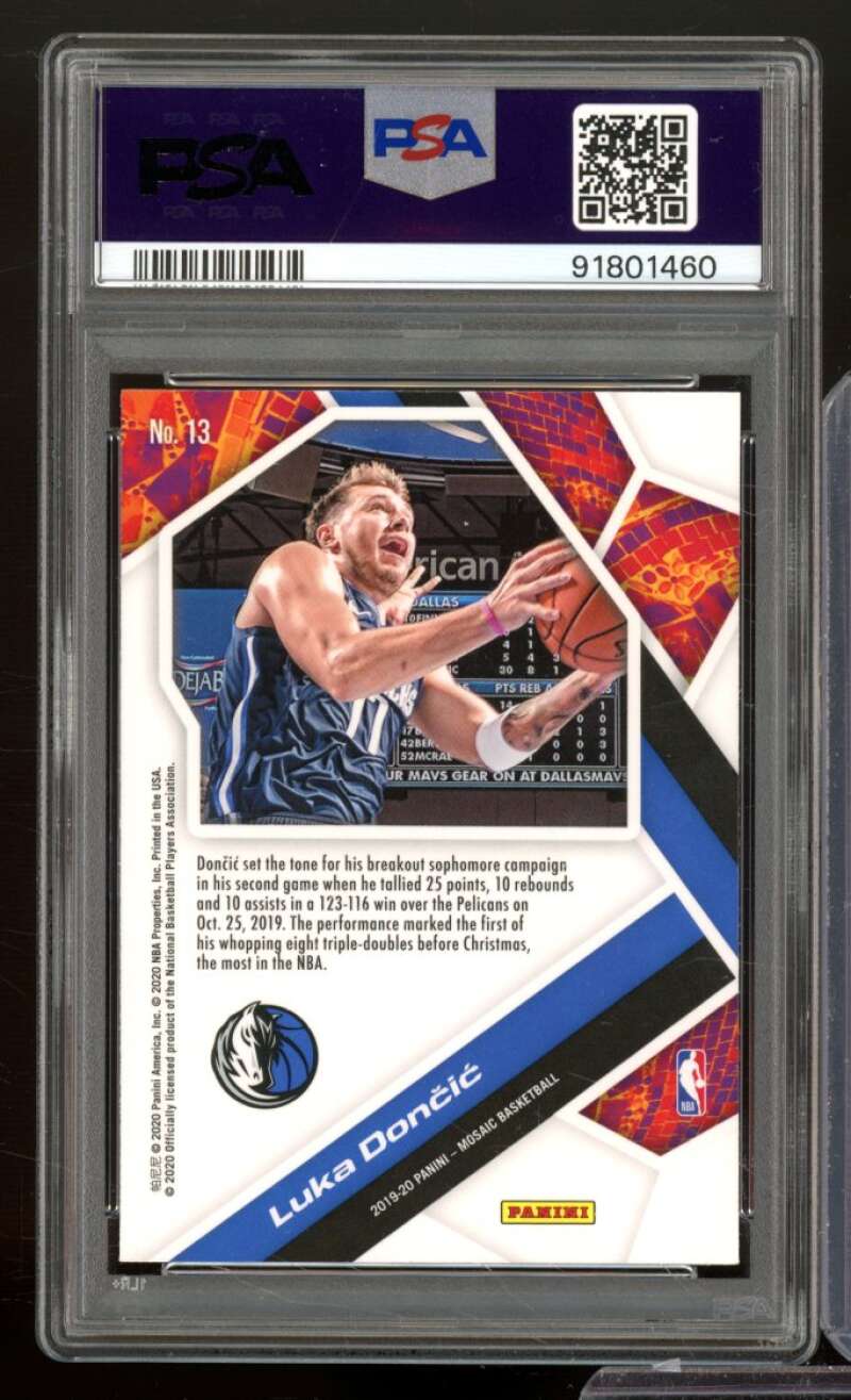 Luka Doncic Card 2019-20 Panini Mosaic Will To win #13 PSA 10 Image 2