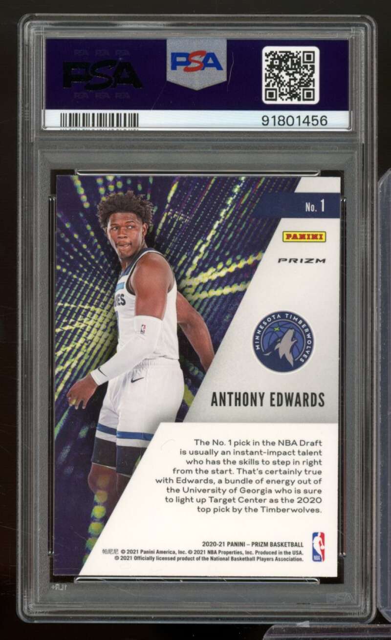 Anthony Edwards Rookie Card 2020-21 Panini Prizm Impact Silver Prizm #1 PSA 10 Image 2