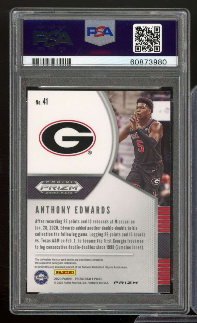 Anthony Edwards Rookie Card 2020-21 Panini Prizm DP Silver Prizm #41 PSA 9 Image 2