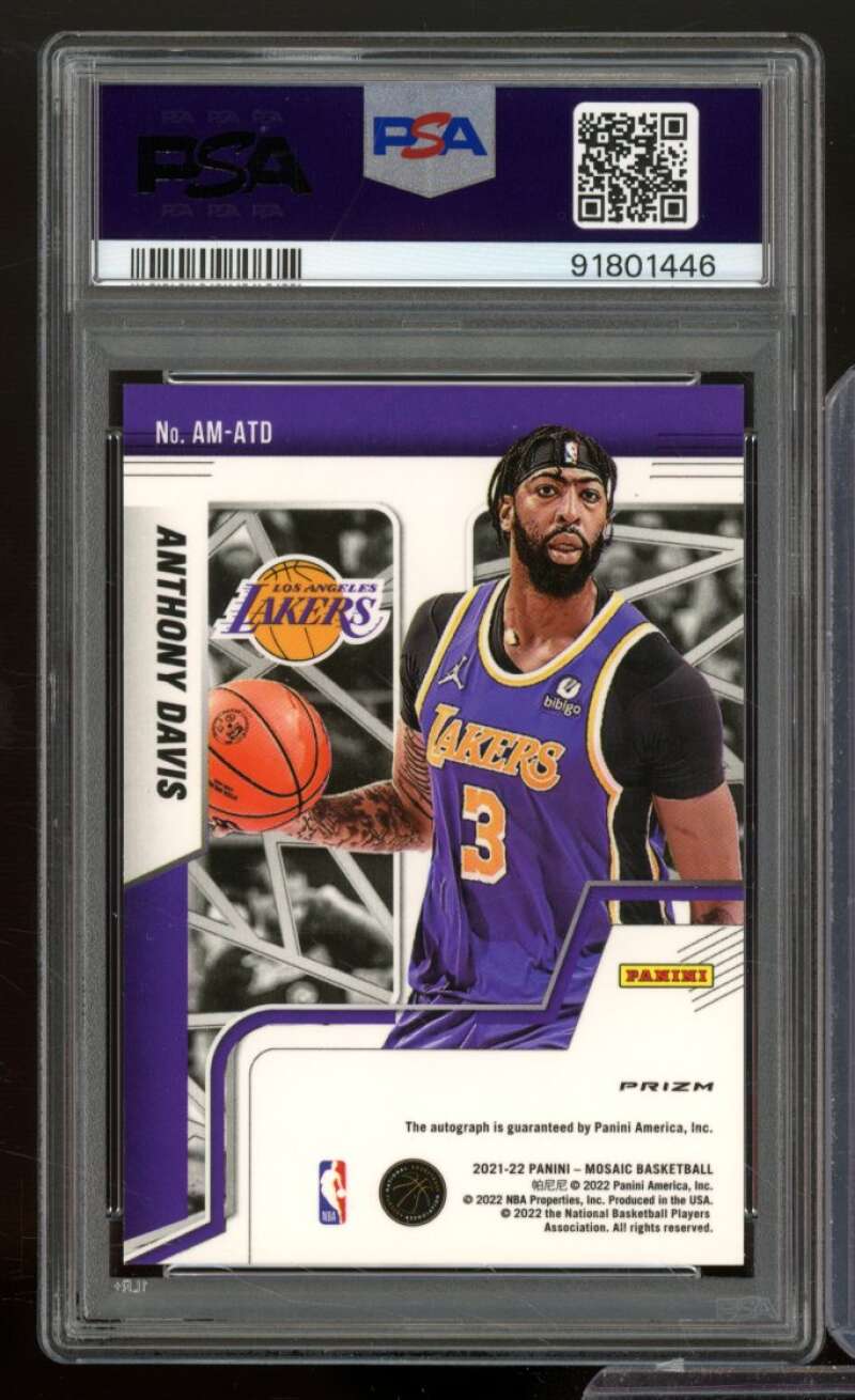 Anthony Davis Card 2021-22 Mosaic Auto Yellow Choice (pop 3) #Amatd PSA 10 Image 2