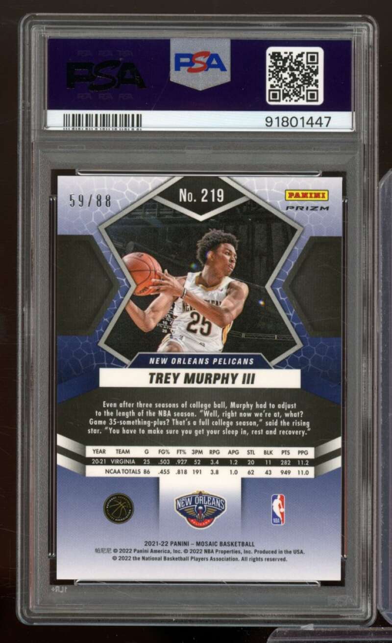 Trey Murphy Rookie 2021-22 Mosaic Fusion Red/Yellow Choice (pop 4) #219 PSA 10 Image 2