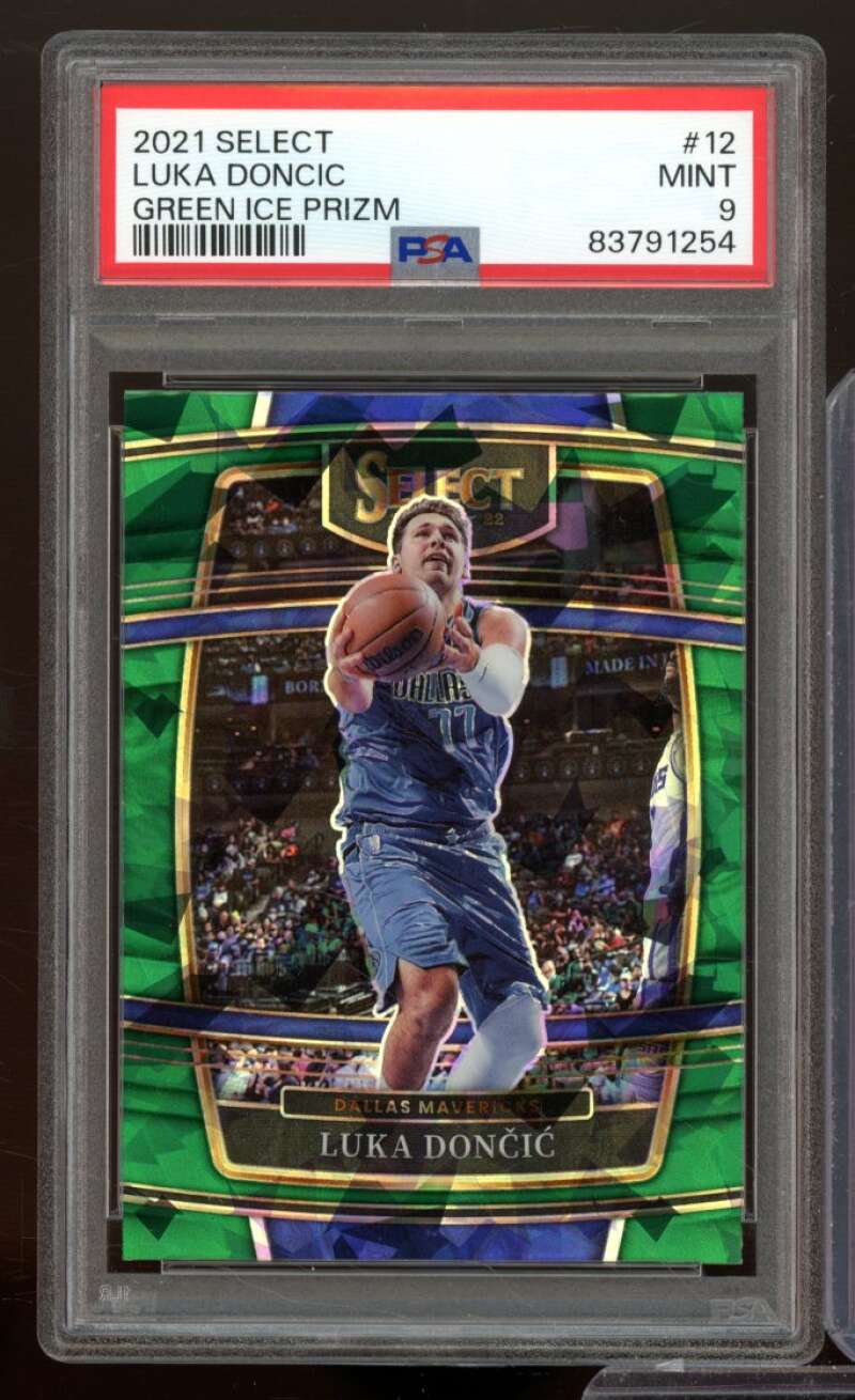 Luka Doncic Card 2021-22 Select Green Ice Prizm #12 PSA 9 Image 1