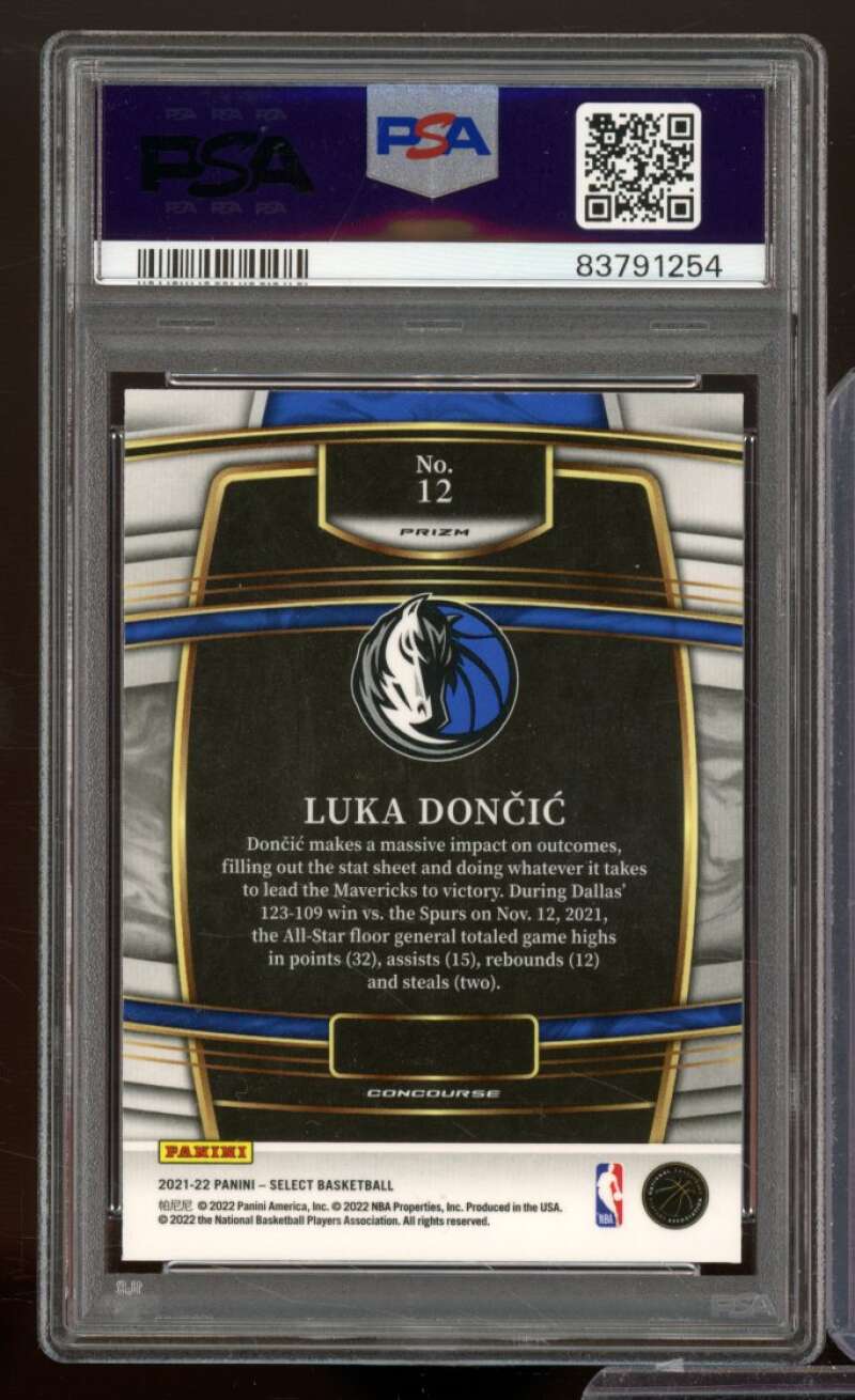 Luka Doncic Card 2021-22 Select Green Ice Prizm #12 PSA 9 Image 2