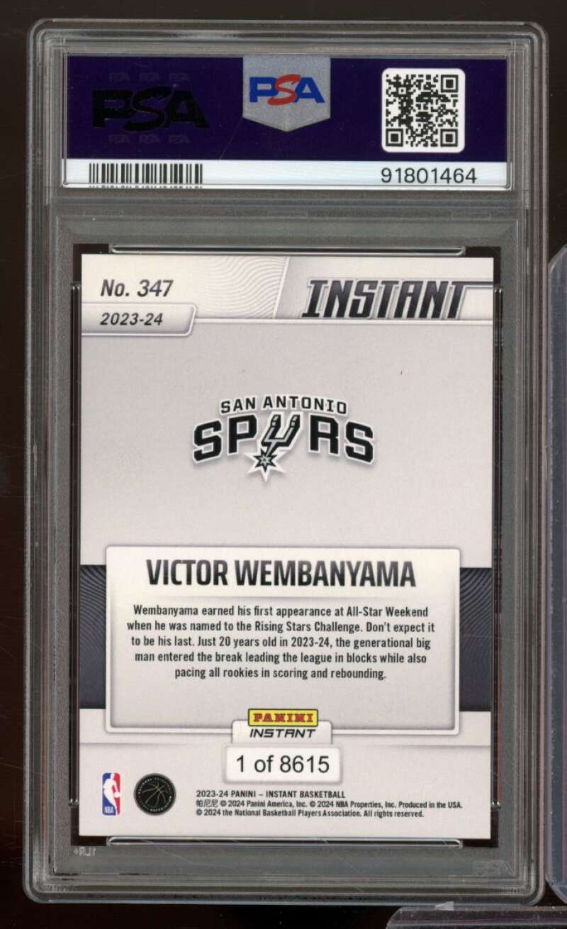 Victor Wembanyama Rookie Card 2023-24 Panini Instant #347 PSA 9 Image 2