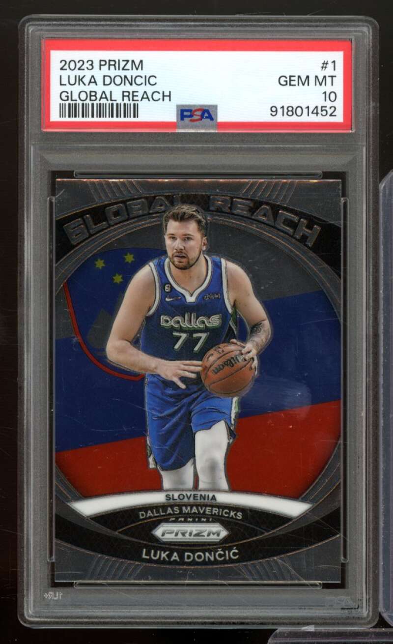 Luka Doncic Card 2023-24 Prizm Global Reach #1 PSA 10 Image 1