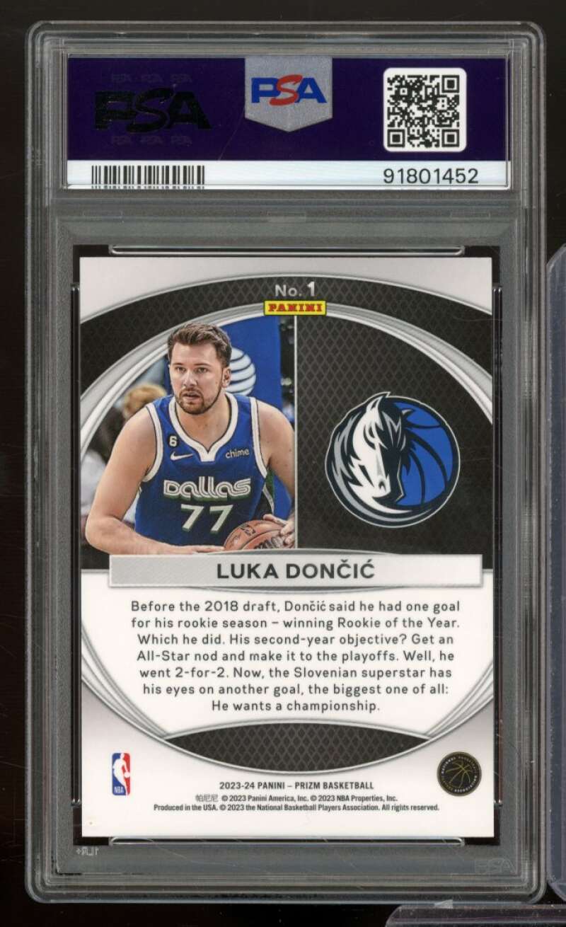 Luka Doncic Card 2023-24 Prizm Global Reach #1 PSA 10 Image 2