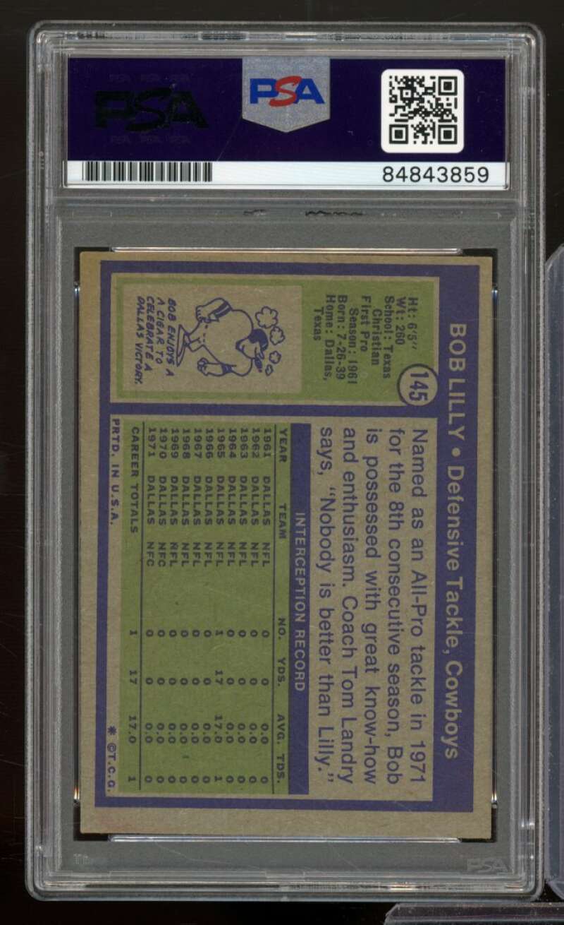 Bob Lilly Card 1972 Topps #145 PSA/DNA 10 Certified Auto Image 2