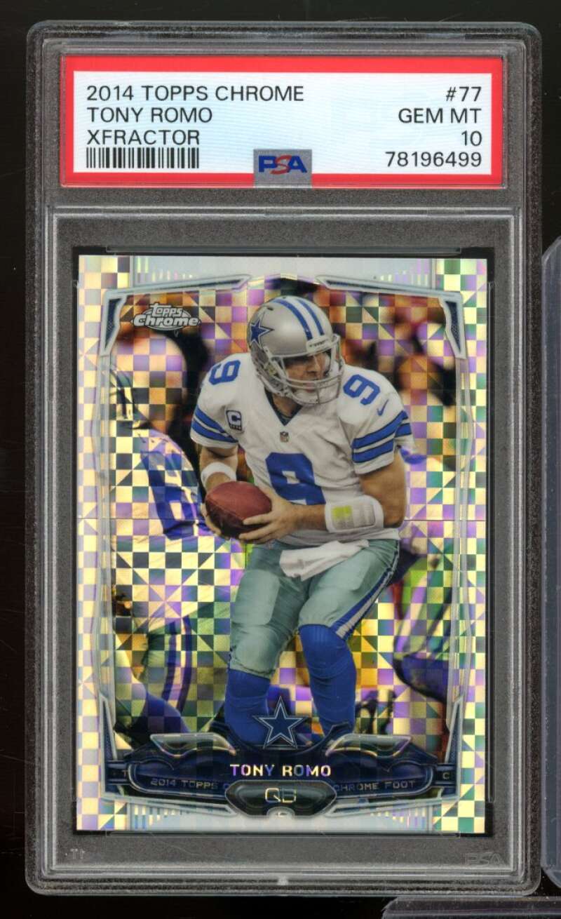 Tony Romo Card 2014 Topps Chrome Xfractor (pop 7) #77 PSA 10 Image 1