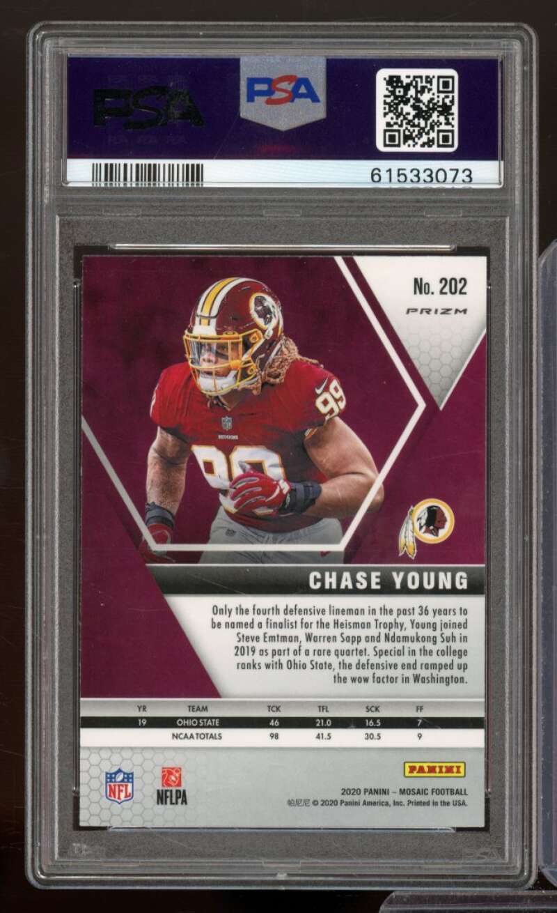 Chase Young Rookie Card 2020 Panini Mosaic Reactive Orange #202 PSA 10 Image 2