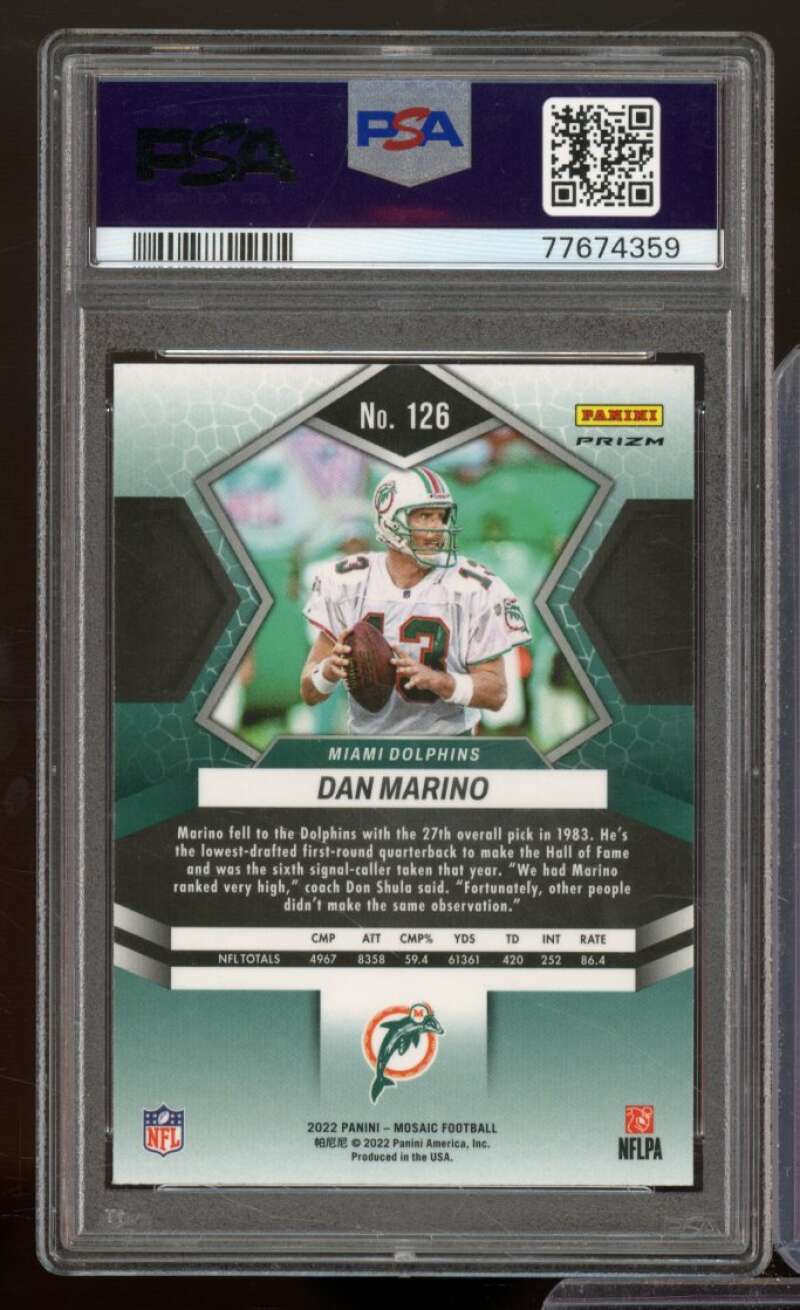 Dan Marino Card 2022 Mosaic Red Sparkle (pop 1) #126 PSA 9 Image 2