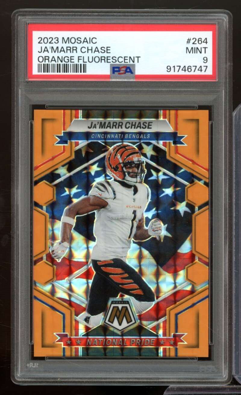 Ja'Marr Chase 2023 Mosaic Orange Fluorescent (pop 1) (Serial #d 6/25) #264 PSA 9 Image 1