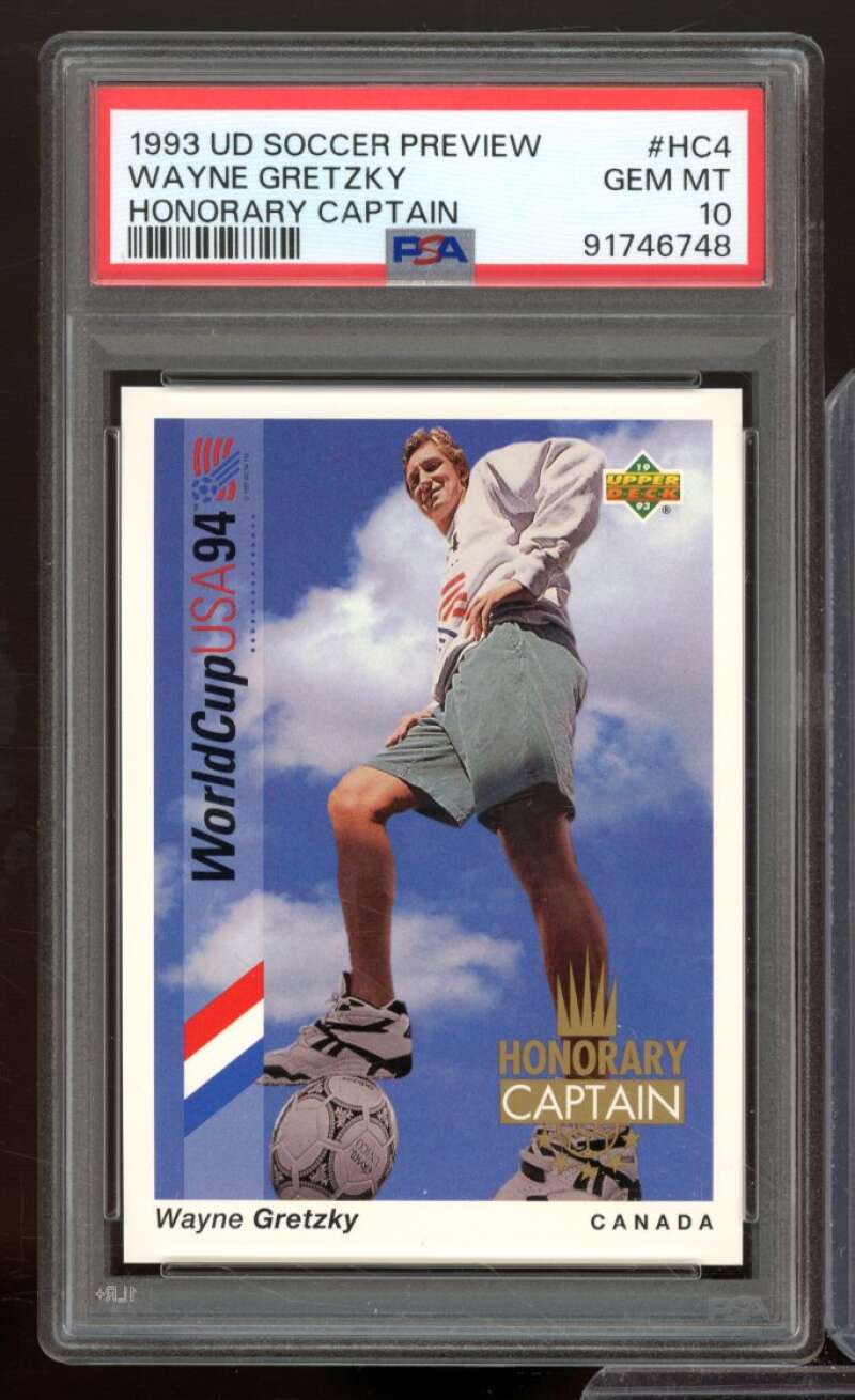 Wayne Gretzky Card 1993-94 UD Soccer Preview Honorary Captain #HC4 PSA 10 Image 1