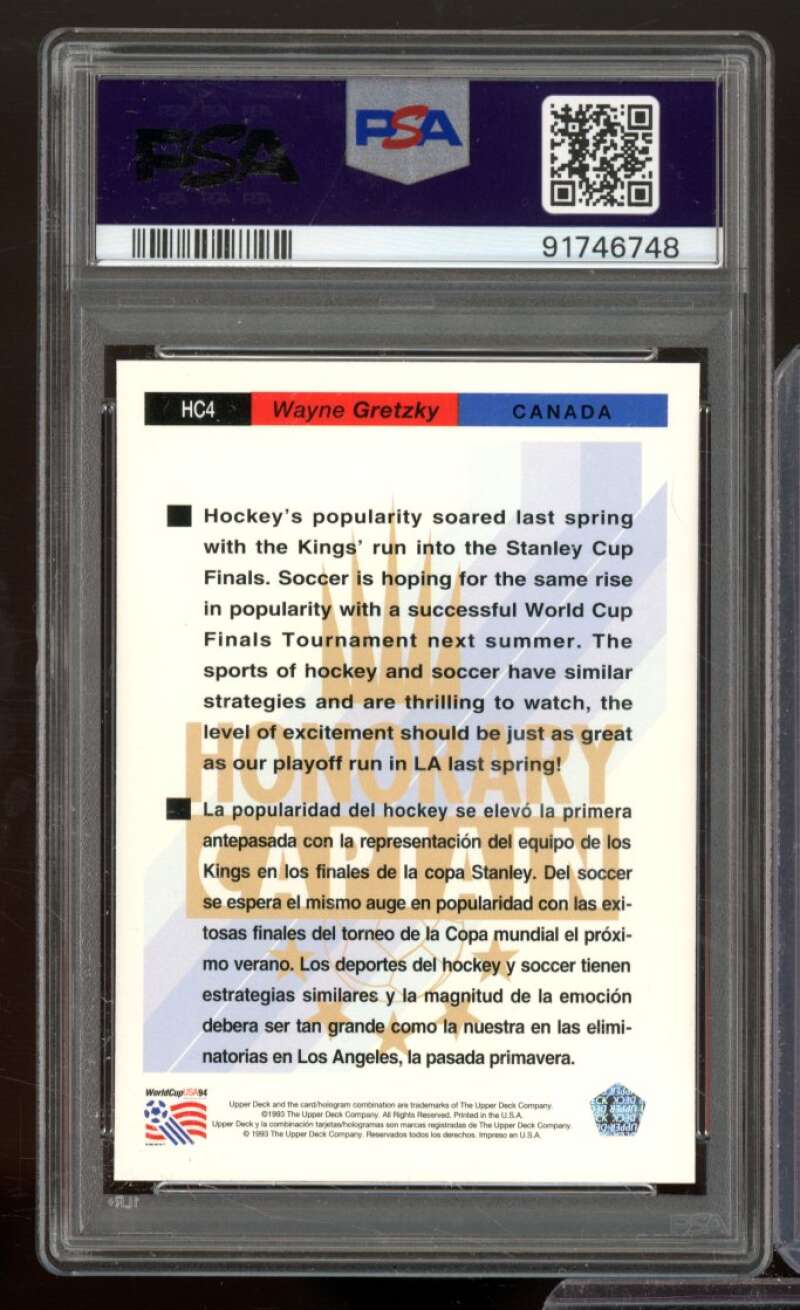 Wayne Gretzky Card 1993-94 UD Soccer Preview Honorary Captain #HC4 PSA 10 Image 2