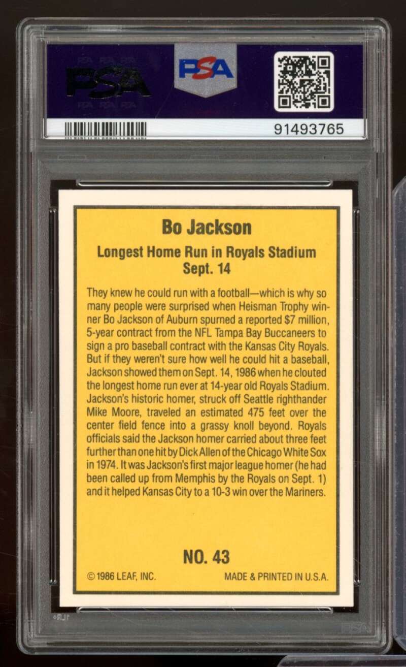 Bo Jackson Rookie Card 1986 Donruss Highlights #43 PSA 10 Image 2